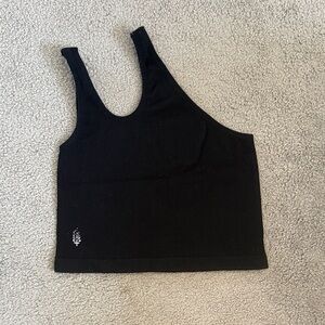 FP Movement by Free People Black Ribbed One Shouldered Scoop Neck Tank Top